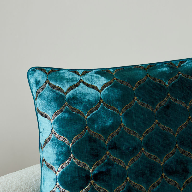 Housse de coussin réversible en velours abstrait, Abstrait bleu