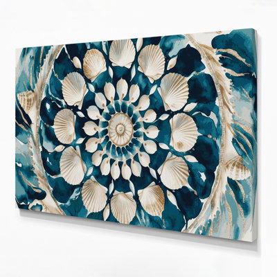 Nautique, coquillages, art mural beige sur toile