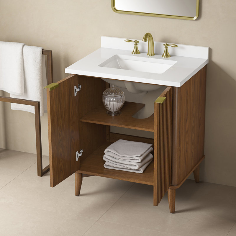 Ensemble de meuble-lavabo autoportant en noyer chaud 30 po Gabi