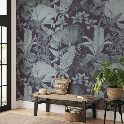 Monochrome Tropical Wallpaper