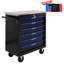 Chariot à outils multifonctionnel 6 tiroirs avec roues noir et bleu
