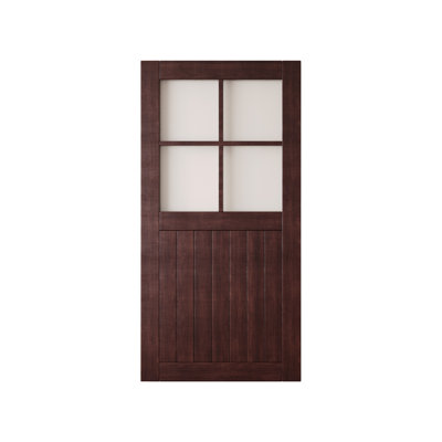 Porte de grange coulissante en bois massif non assemblé 30 x 80 couleur acajou rouge