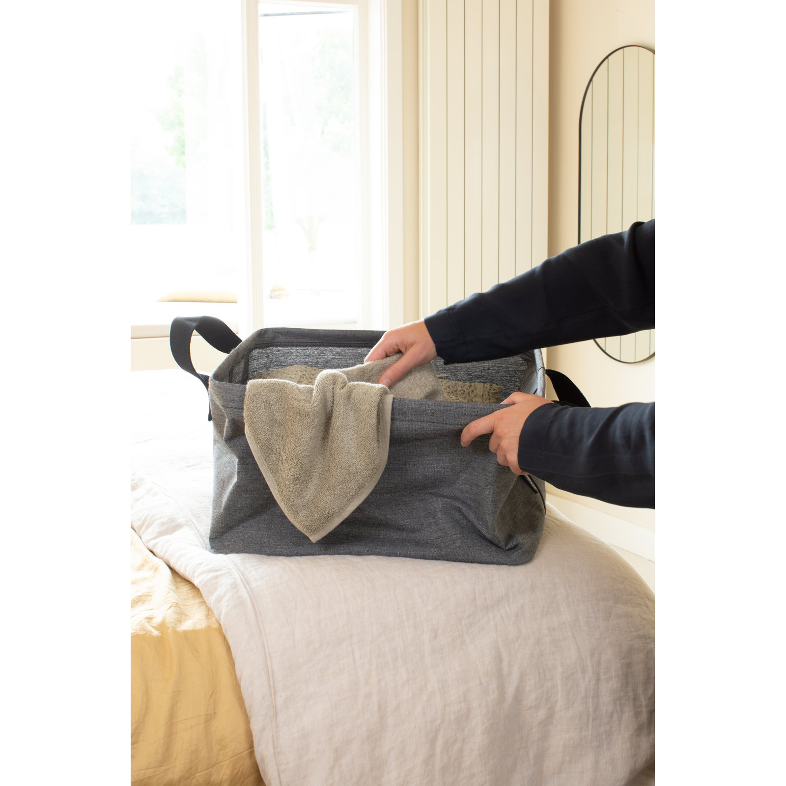 Brabantia Foldable Laundry Basket 9.2 Gallon, Pepper Black