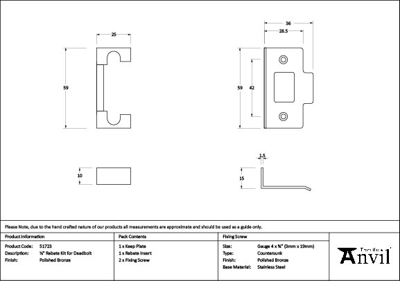 Rebate Kit, Polished Bronze