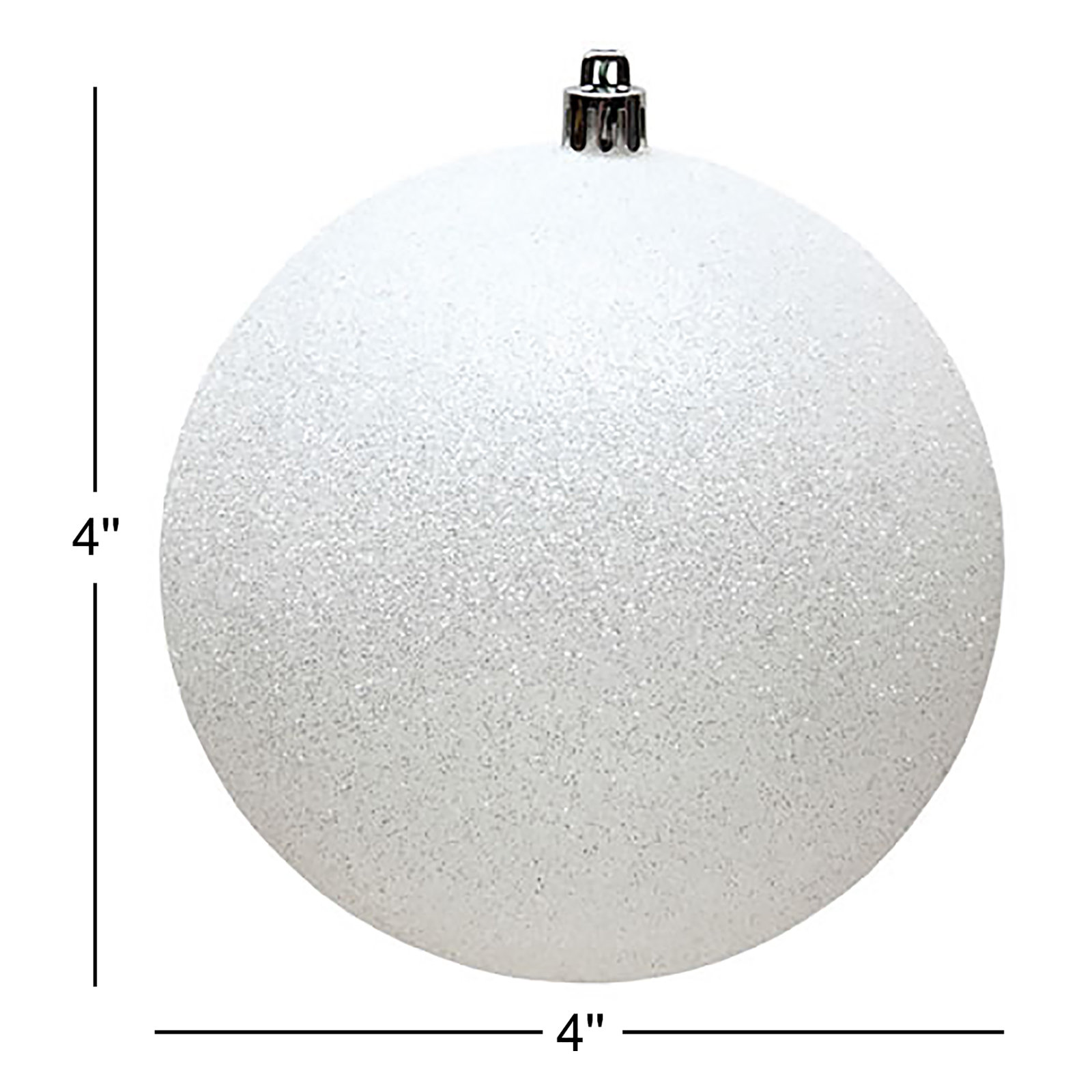Holiday Décor Ball Ornament, White, 4" H x 4" W x 4" D