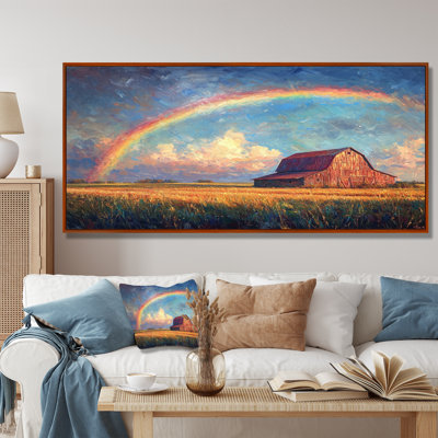 Arc-en-ciel au-dessus de la ferme I - art mural arc-en-ciel
