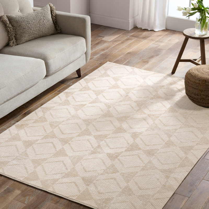 Tapis géométrique en viscose / polyester tissé à la machine Rectangle Larion, Rectangle 5 pi 3 po x 7 pi 6 po