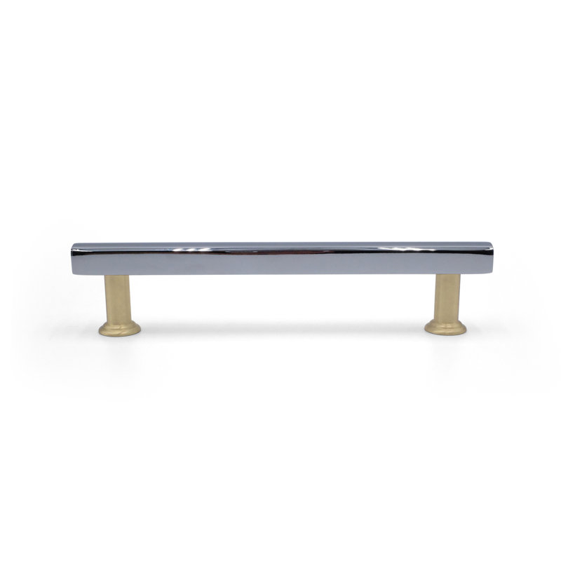 Mod Two Tone Bar / Handle Pull, Polished Chrome/Satin Brass, 5"