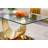Luxury Glass Coffee Table, 47.25" Sofa Coffee Table with Moon-Shape Stainless Steel Frame and Clear Glass Top, Modern Rectangular Cocktail Table for Living Room-1906428808