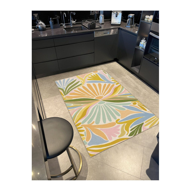 Patterned Woven Base Rug, Square 4'11" Rug Pad Included