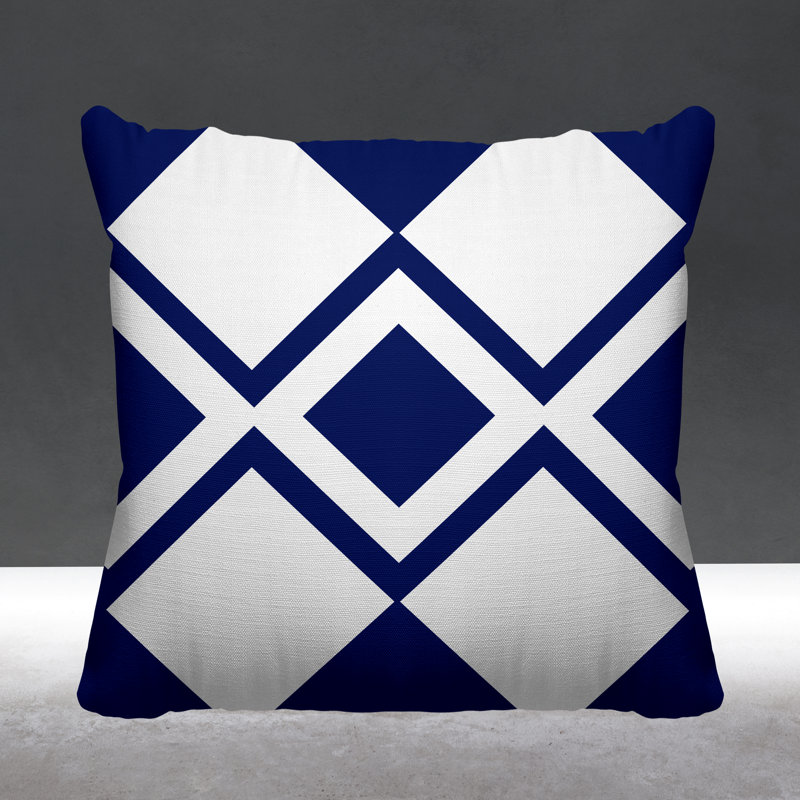 Coussin décoratif intérieur / extérieur Halsey Loop, L 17 po x H 17 po, Bleu marine