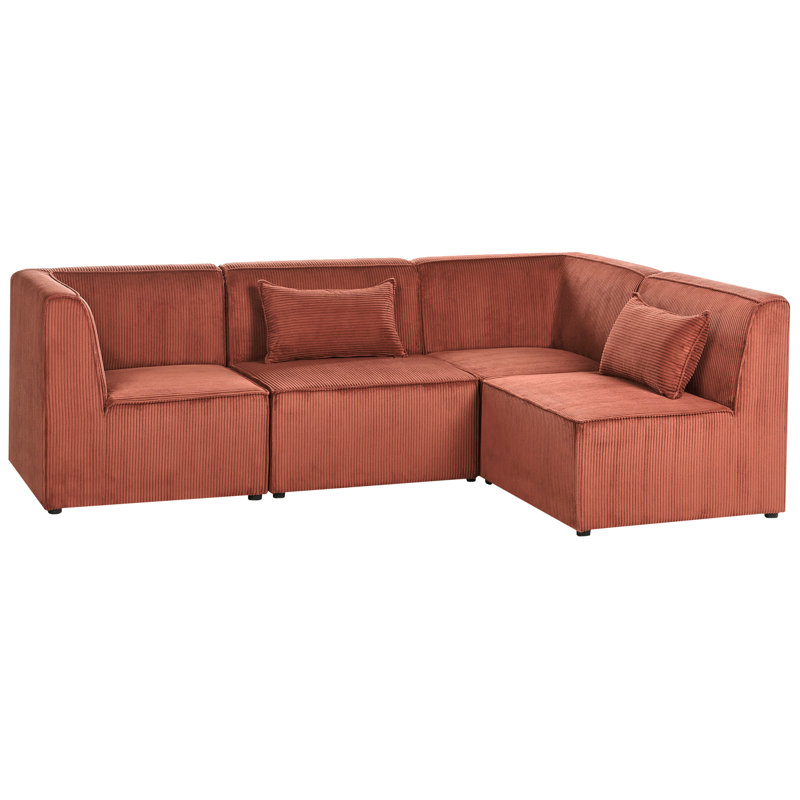 4 Seater Corduroy Corner Sectional, Right Hand Facing