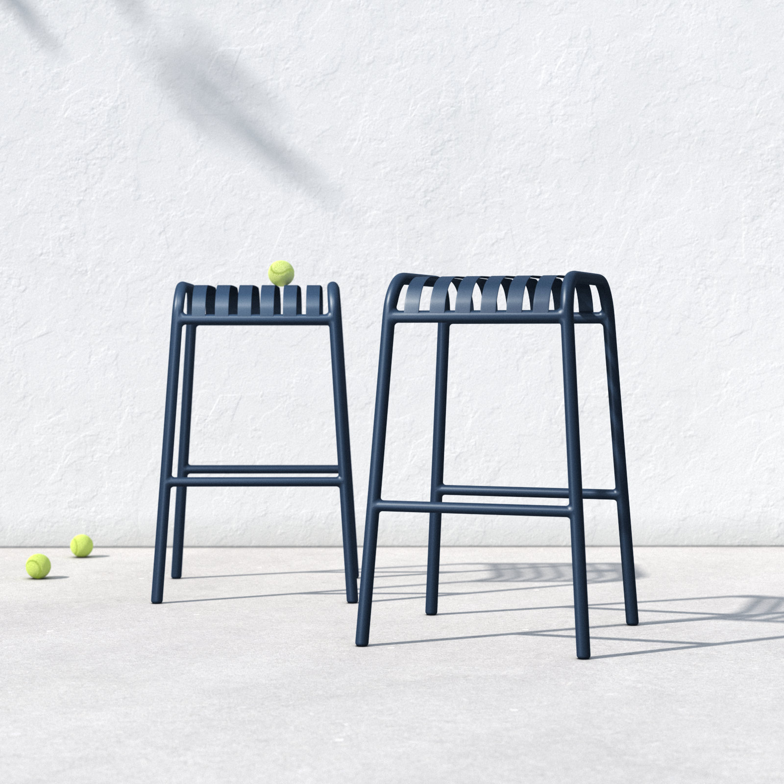 Abra 29.7'' Backless Outdoor Bar Stool, Dark Blue