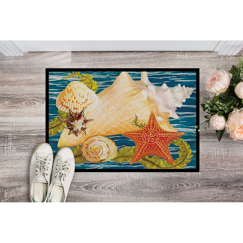 Tapis d'entrée antidérapant Insta, Conque étoile de mer et coq II, 18" W x 27" L