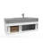 48" Wall Mounted Single Bathroom Vanity With Solid Surface Vanity Top - White Base, Gray Top, Brushed Nickel Handles-981744843-981779177-1036120861