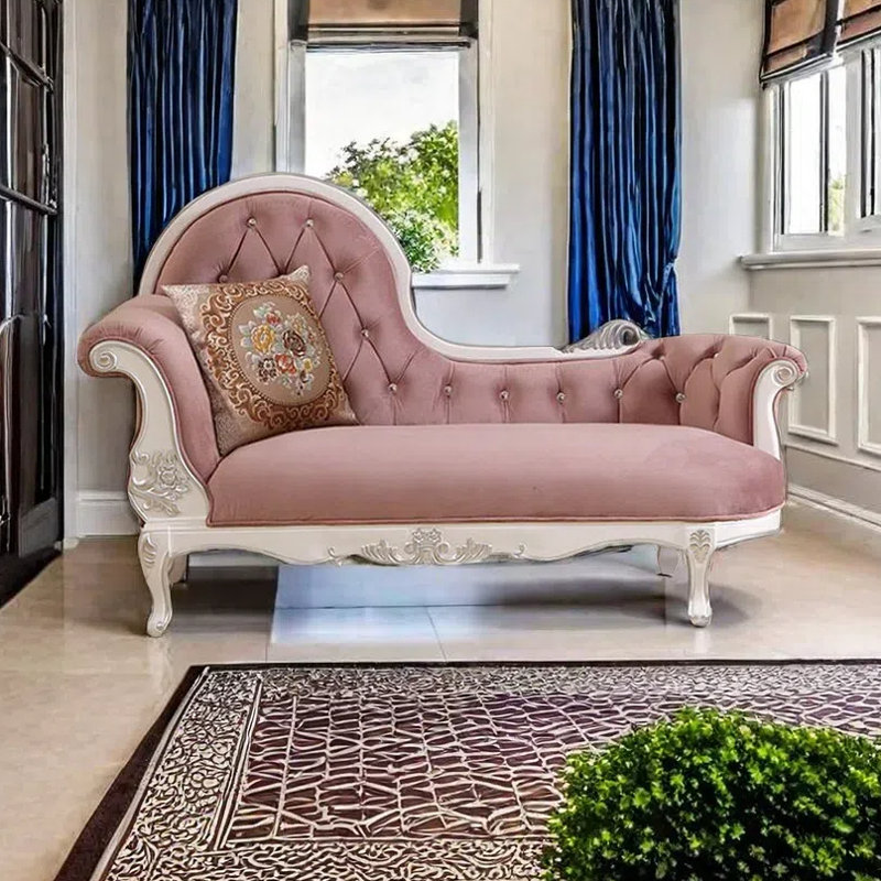 Chaise longue rembourrée Elegant Classical, Accoudoir à gauche (vu de face), Rose