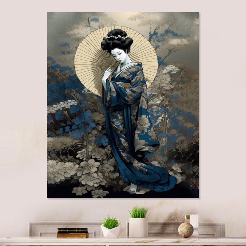 Élégante japonaise II sur métal, impression, H 20 po x l 12 po x P 1 po