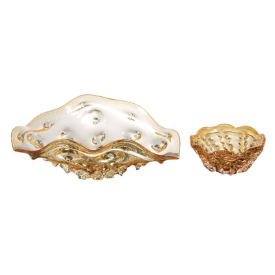 Sandie 2 Piece Bubble Glass Decorative Bowl Set