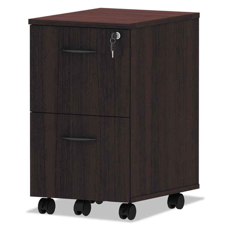 Mahogany 2-Drawer Lockable Mobile File Pedestal