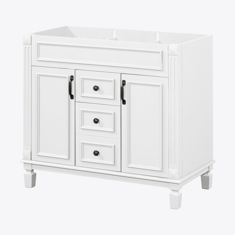 Meuble-lavabo 36 po sans lavabo supérieur, armoire seulement, Blanc / Blanc
