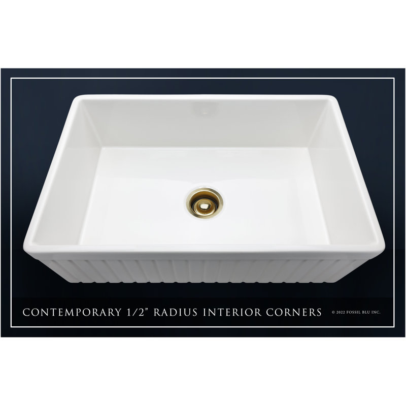 Luxury Solid Fireclay Farmhouse Sink, Brushed Brass Accessories