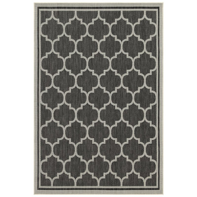 7 Ft. 10 In. X 3 Area Rug, Sunshine Gchar2005 Anthracite, Trellis , Stain- Polypropylene, For Indoor & Outdoor Elegance 7'10" 10'3" Anthracite Pattern, Stain , Outdoor, Decor