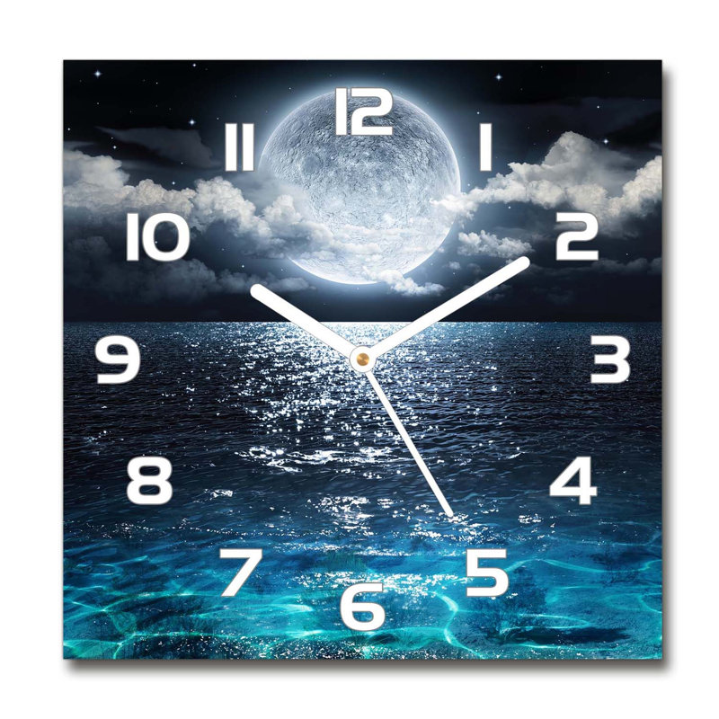 Glass Wall Clock, Navy/Aqua/White