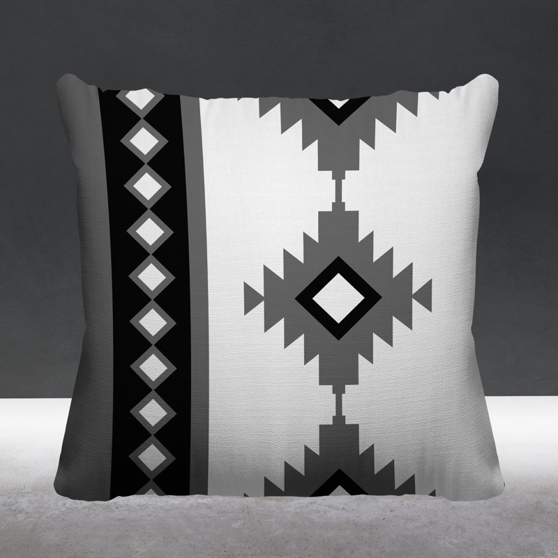 Coussin intérieur / extérieur Carlos Southwestern, L 17 po x H 17 po, gris