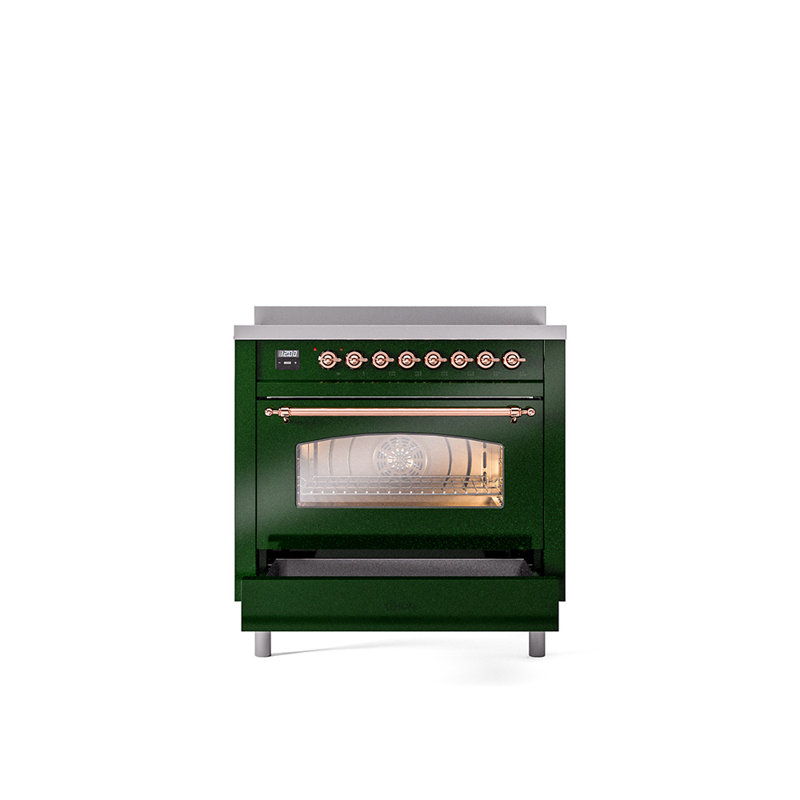 ILVE Nostalgie II 36 in Induction Range, Emerald Green/Copper