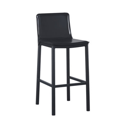 Tabouret de bar en métal avec siège et dossier en vinyle noir