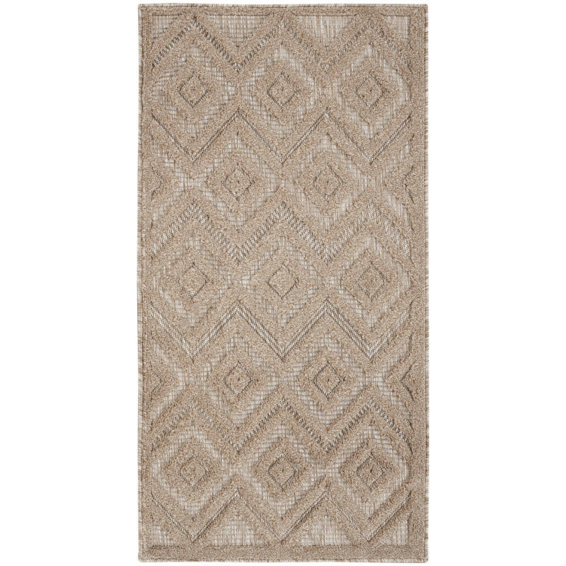 Foundry Select Versatile Diamond Natural Beige Indoor/Outdoor Area Rug, Rectangle 2' x 4'