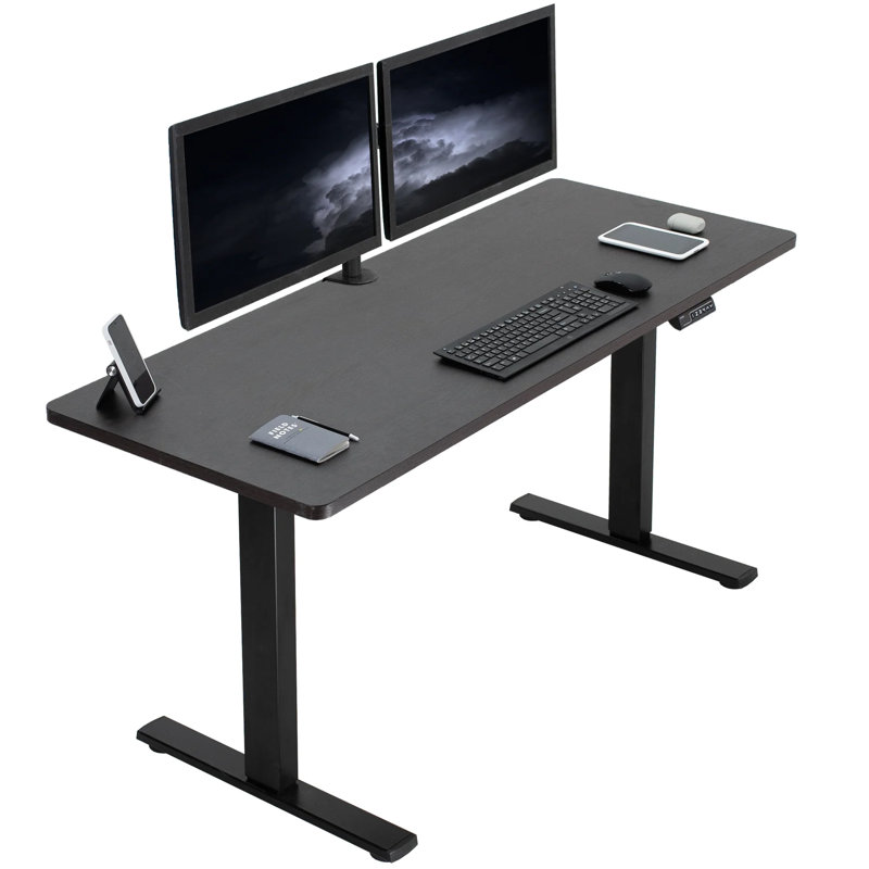 Black Adjustable Height Electric Standing Desk with Steel Frame