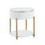 Table de bout Daveigh, blanc brillant et finition dorée