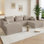Canapé modulaire en U 107 po, canapé modulaire en U modulaire moderne, méridienne rembourrée en velours côtelé et assise profonde pour le salon, aucun assemblage requis