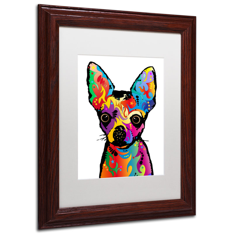 « chihuahua dog white », impression encadrée, H 14 po x l 11 po x P 0,5 po, Noir mat, Cadre argenté