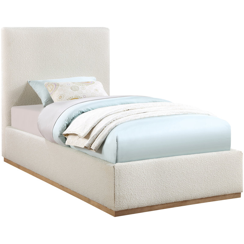 Monaco Piero Boucle Fabric Bed, Cream Boucle Fabric, Twin