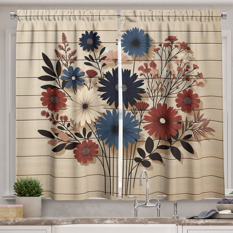 Rustic Kitchen Curtain, 55" W x 39" L