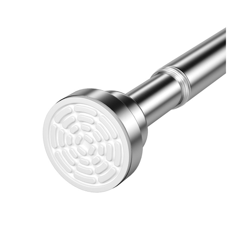 Shower Curtain Pole Extendable Curtain Poles, 115-198 Cm Tension Rods ,Non-Slip ,Shower Pole, Silver