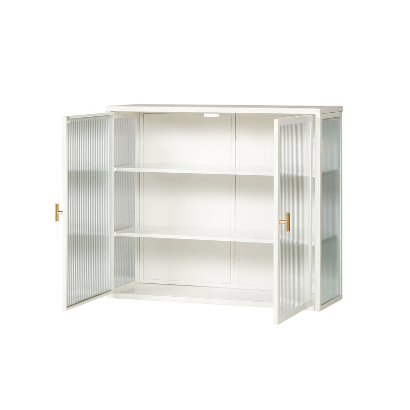 Armoire de salle à manger contemporaine avec trois rangements, blanc, 27,79 po, Blanc
