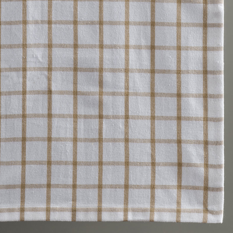 Checkered 100% Cotton Table Runner, Latte