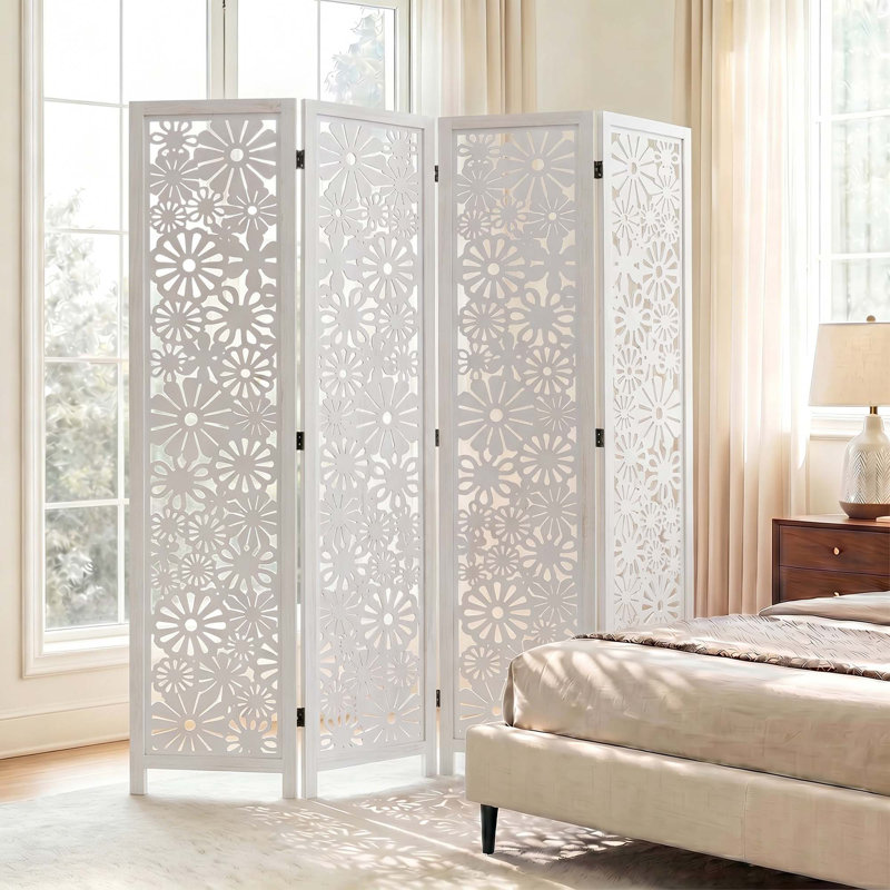 Cloison pliante 67 po Floral, Distressed White, 4