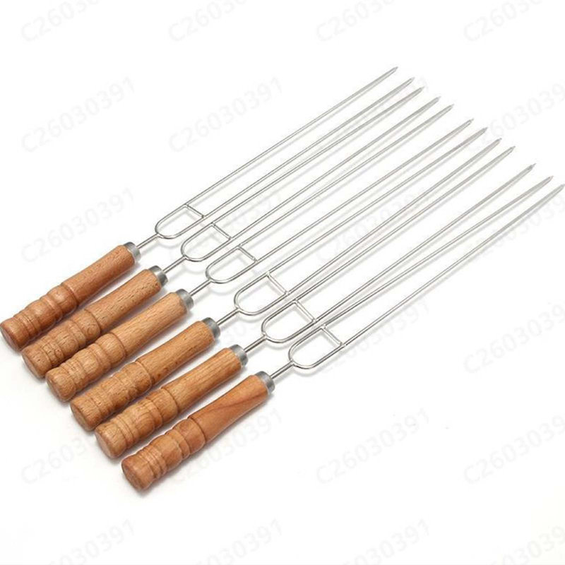 6 brochettes de barbecue en acier inoxydable