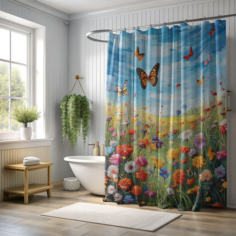 Fresh Bloom - Rideau de douche standard 1 pièce, H 74 po x l 40 po