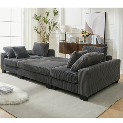114" Sleeper Sofa, U Shaped Sofa, Pull Out Bed, Convertible Oversize 2 In 1 Sleeper Sofa, Living Room, Upholstery Sofa Bed, Adjustable Sleeper Sofa, C by Latitude Run