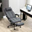 Fauteuil en tissu Linen-Feel gris foncé, dossier haut, hauteur réglable, pivotant, repose-pieds, accoudoirs pour un risque réduit de blessures répétées, pivotant avec revêtement, rétractable
