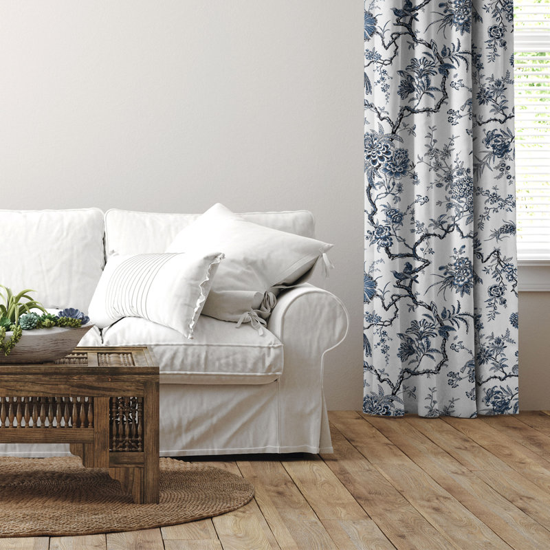 Tree Top Sky Cotton Rod Pocket Drapery Panel Set of 2, 50" W x 168" L