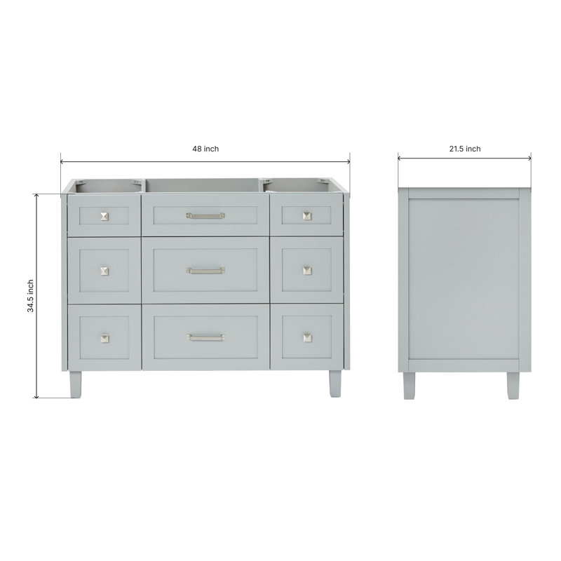 ARIEL Monroe 48 Single Bathroom Vanity Base Only, Gray