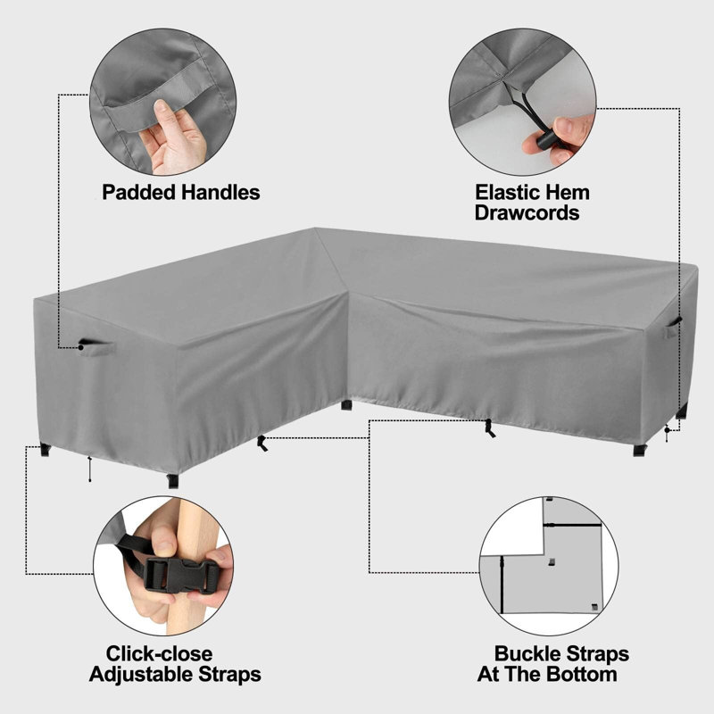 Gray Right-Facing L-Shaped Sofa Cover