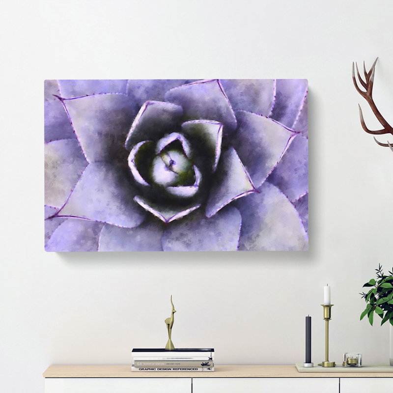 Lilac Succulent Plant - Wrapped Canvas, 35cm H x 50cm W x 3cm D