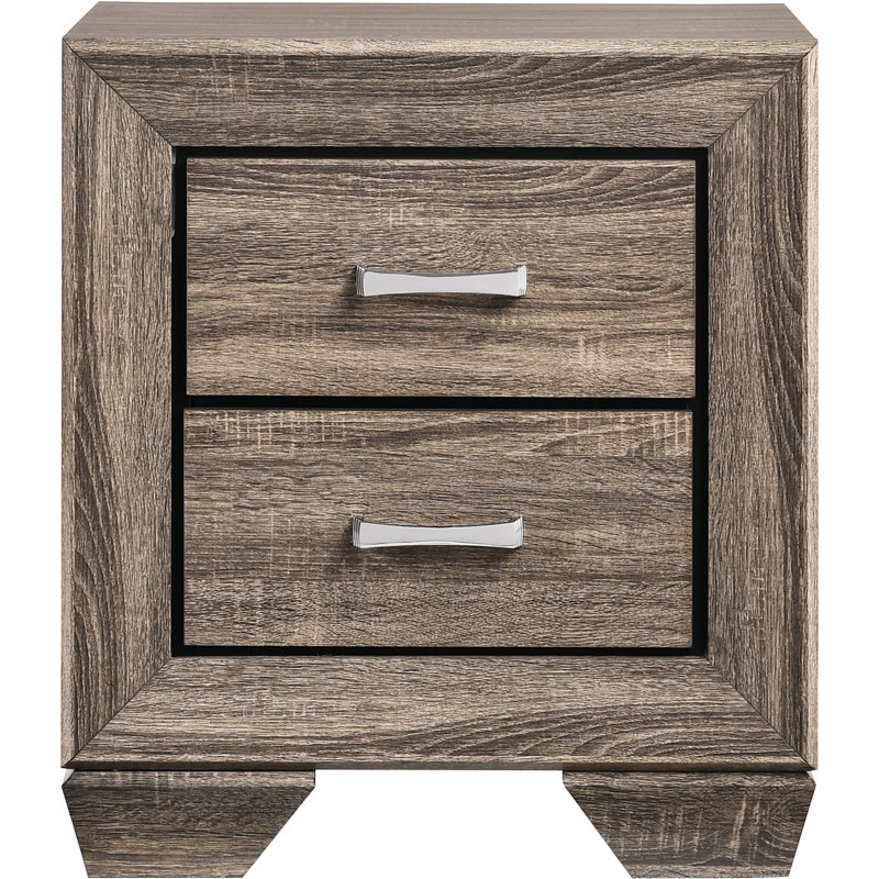 Washed Taupe 2 - Drawer Nightstand, Classic Shape, Structure, Dual Drawers For Bedroom Convenience, 23.5 Inches Wide And 16.5 Deep Rectangular Style, Build, Ideal Use,